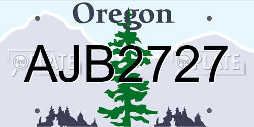 AJB2727 Oregon License Plate