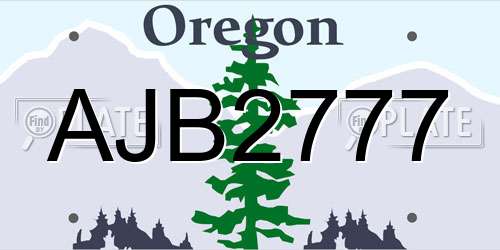 AJB2777 Oregon License Plate