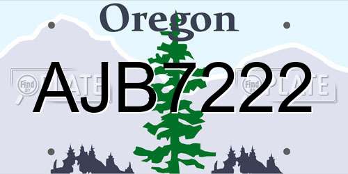 AJB7222 Oregon License Plate