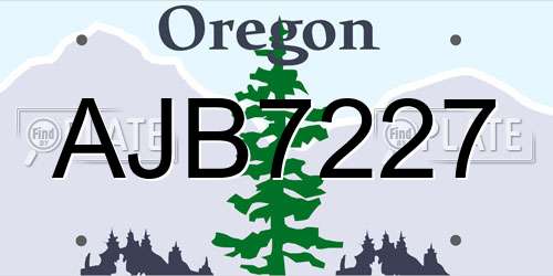 AJB7227 Oregon License Plate