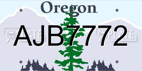 AJB7772 Oregon License Plate