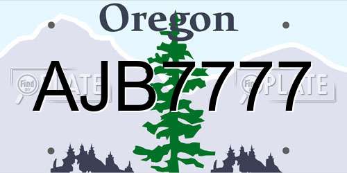 AJB7777 Oregon License Plate