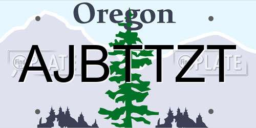 AJBTTZT Oregon License Plate