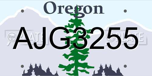 AJG3255 Oregon License Plate