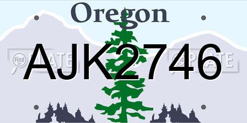 AJK2746 Oregon License Plate