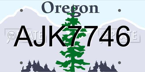 AJK7746 Oregon License Plate