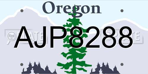 AJP8288 Oregon License Plate
