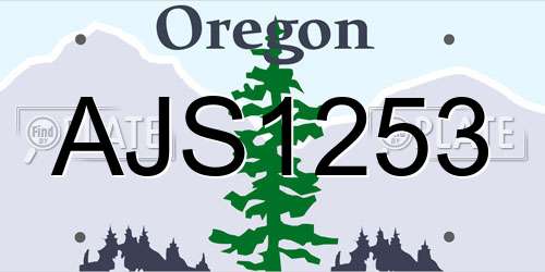AJS1253 Oregon License Plate