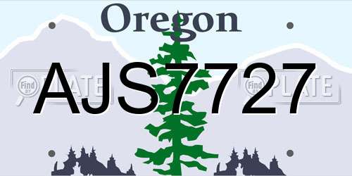 AJS7727 Oregon License Plate