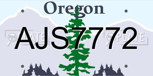 AJS7772 Oregon License Plate
