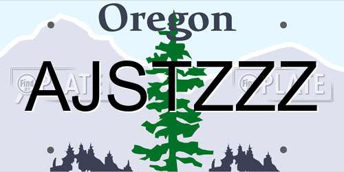 AJSTZZZ Oregon License Plate