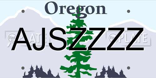 AJSZZZZ Oregon License Plate