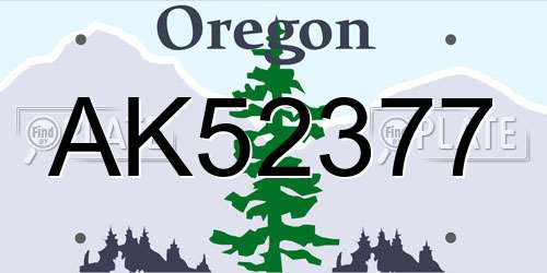 AK52377 Oregon License Plate