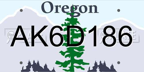 AK6D186 Oregon License Plate