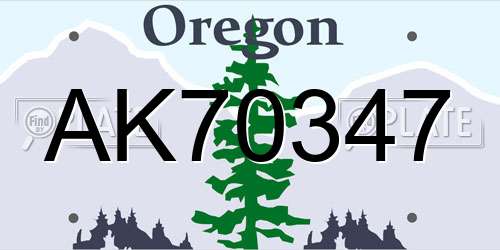 AK70347 Oregon License Plate