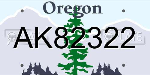 AK82322 Oregon License Plate