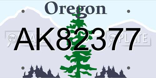 AK82377 Oregon License Plate