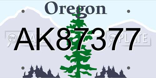 AK87377 Oregon License Plate