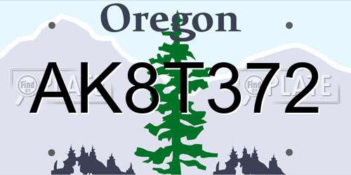 AK8T372 Oregon License Plate