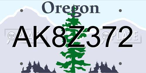 AK8Z372 Oregon License Plate