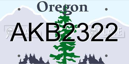 AKB2322 Oregon License Plate