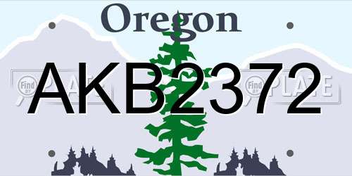 AKB2372 Oregon License Plate