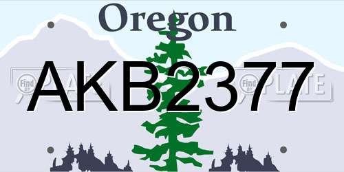 AKB2377 Oregon License Plate