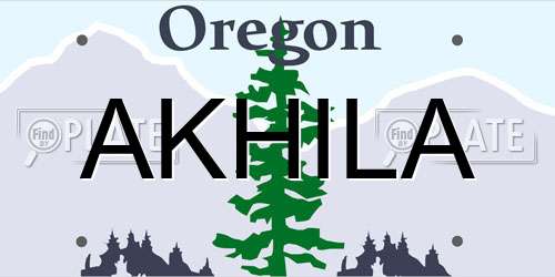 AKHILA Oregon License Plate