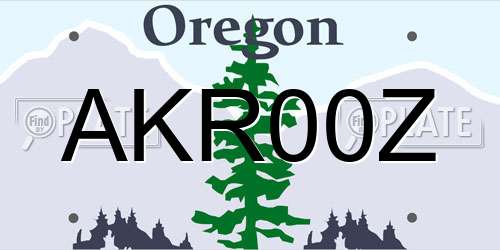 AKR00Z Oregon License Plate
