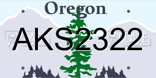 AKS2322 Oregon License Plate