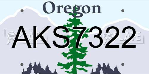 AKS7322 Oregon License Plate