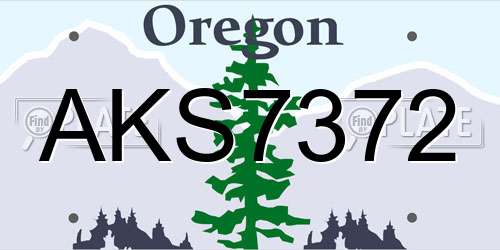 AKS7372 Oregon License Plate