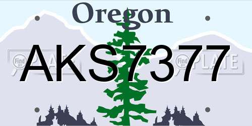 AKS7377 Oregon License Plate