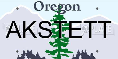 AKSTETT Oregon License Plate