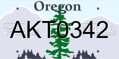 AKT0342 Oregon License Plate