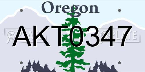 AKT0347 Oregon License Plate
