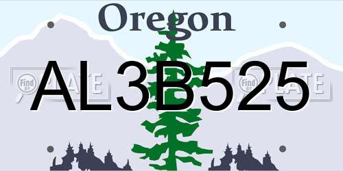 AL3B525 Oregon License Plate