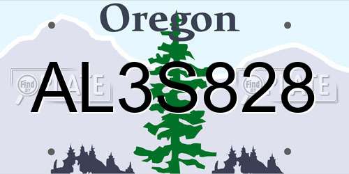 AL3S828 Oregon License Plate