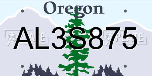 AL3S875 Oregon License Plate