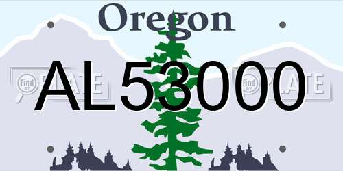 AL53000 Oregon License Plate
