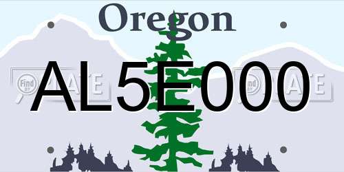AL5E000 Oregon License Plate
