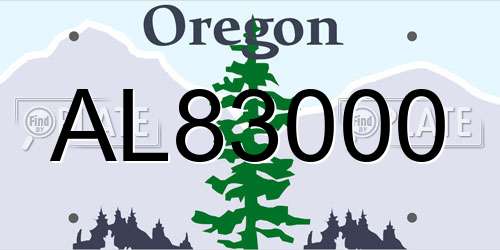 AL83000 Oregon License Plate
