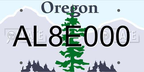 AL8E000 Oregon License Plate
