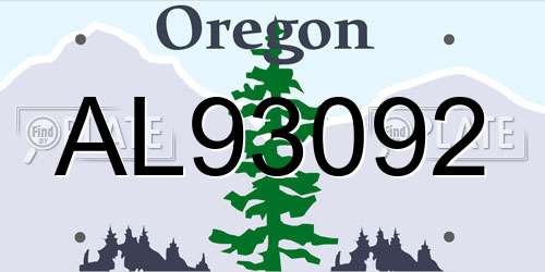 AL93092 Oregon License Plate