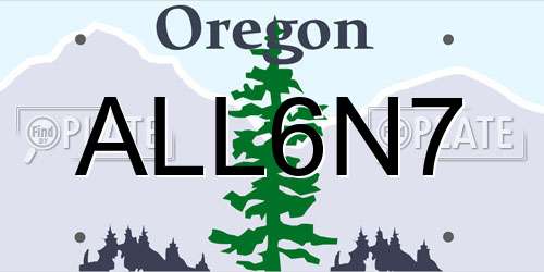 ALL6N7 Oregon License Plate