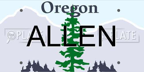 ALLEN Oregon License Plate