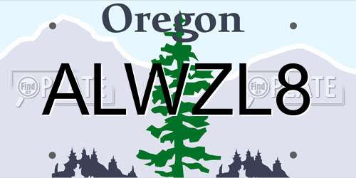 ALWZL8 Oregon License Plate