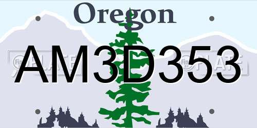 AM3D353 Oregon License Plate