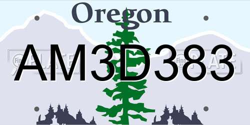 AM3D383 Oregon License Plate