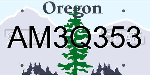 AM3Q353 Oregon License Plate